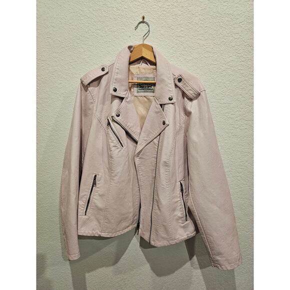 Levi Jackets & Blazers - NWT Levi Blush Pink Asymmetrical Zip Lined Women's 2x Vegan Leather Moto Jacket